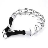 Strong Professional Metal Nylon Pinch Dog Training Chain Collar Prong with Quick Release Snap Buckle