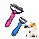 Pet Grooming Brush - Double Sided Shedding and Dematting Undercoat Rake Comb for Dogs and Cats Dog Grooming Brush, Dog Shedding Brush
