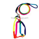 Rainbow Pet Dog Collar Harness Leash Soft Walking Harness Traction Rope 